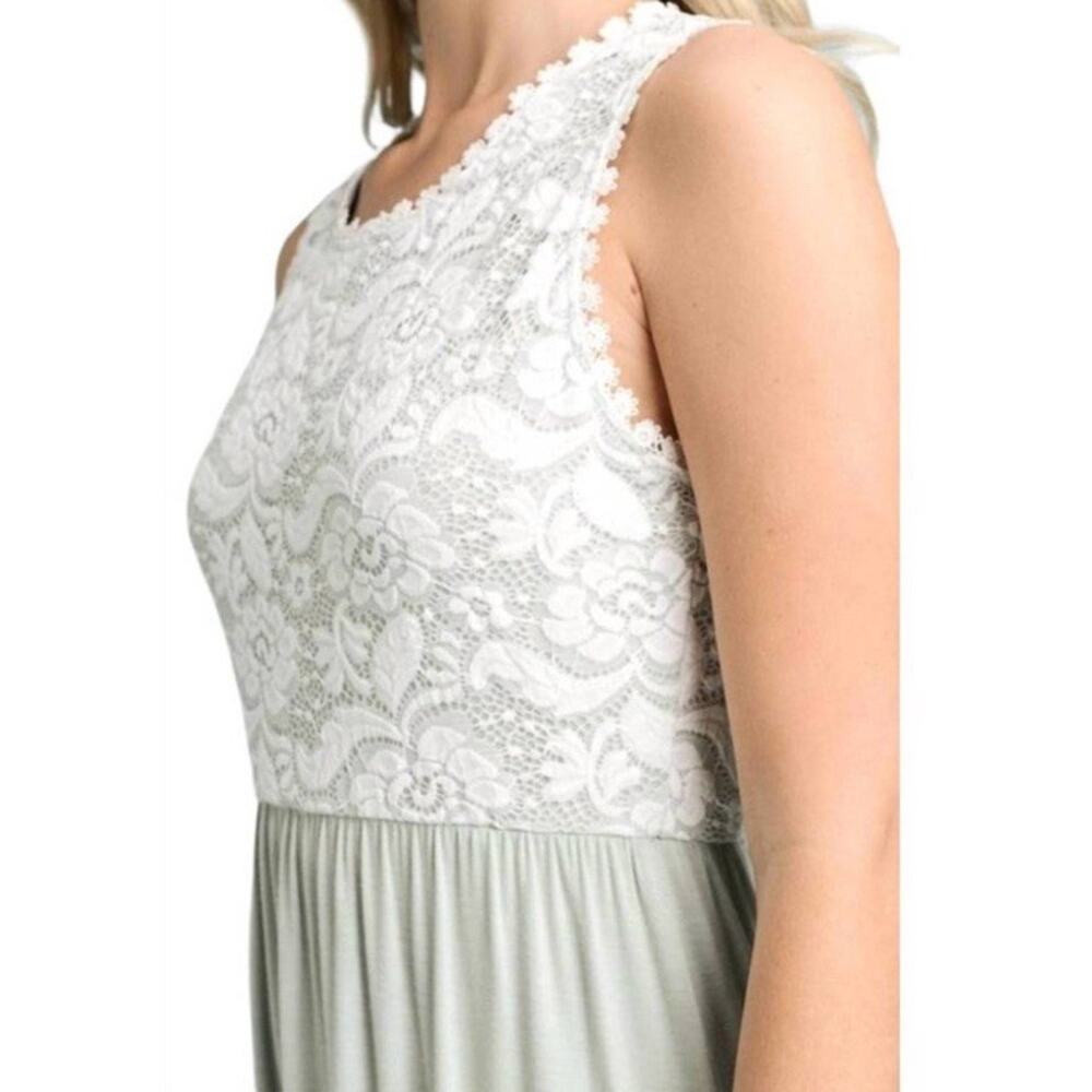 Vanilla Bay Sage Lace Maxi Dress M Boho Sleeveless Empire Waist Cottagecore NWT - Picture 5 of 9